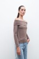 Remera escote bardot chocolate melange