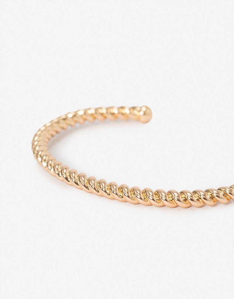 Pulseras Rígidas Metal Pulsera Rígida De Metal Torzado De La Línea Stay Golden. - Dorado