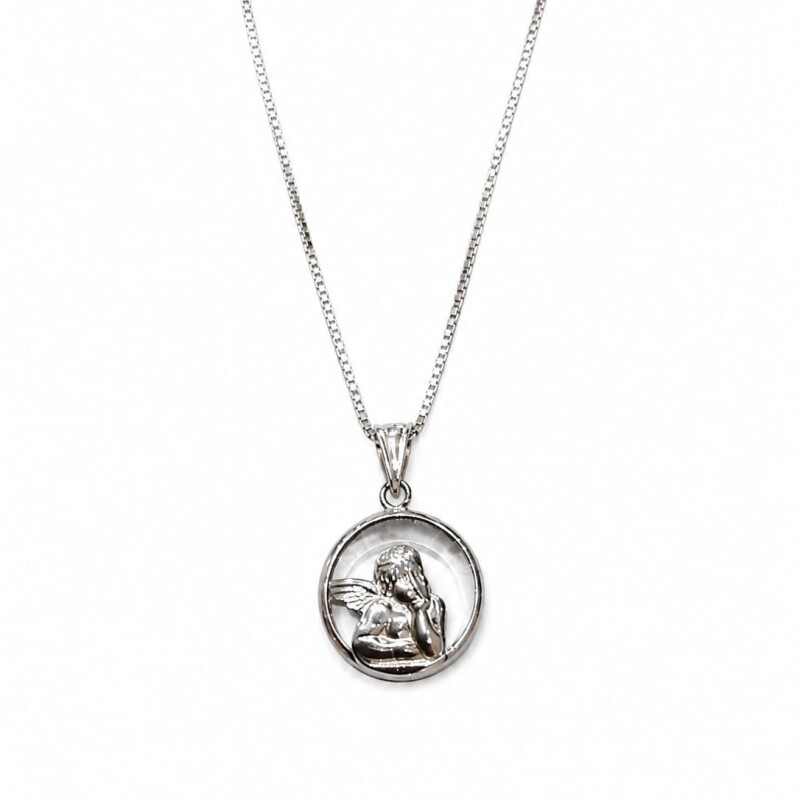 Cadena y medalla Ángel pensador con cristal Cadena y medalla Ángel pensador con cristal
