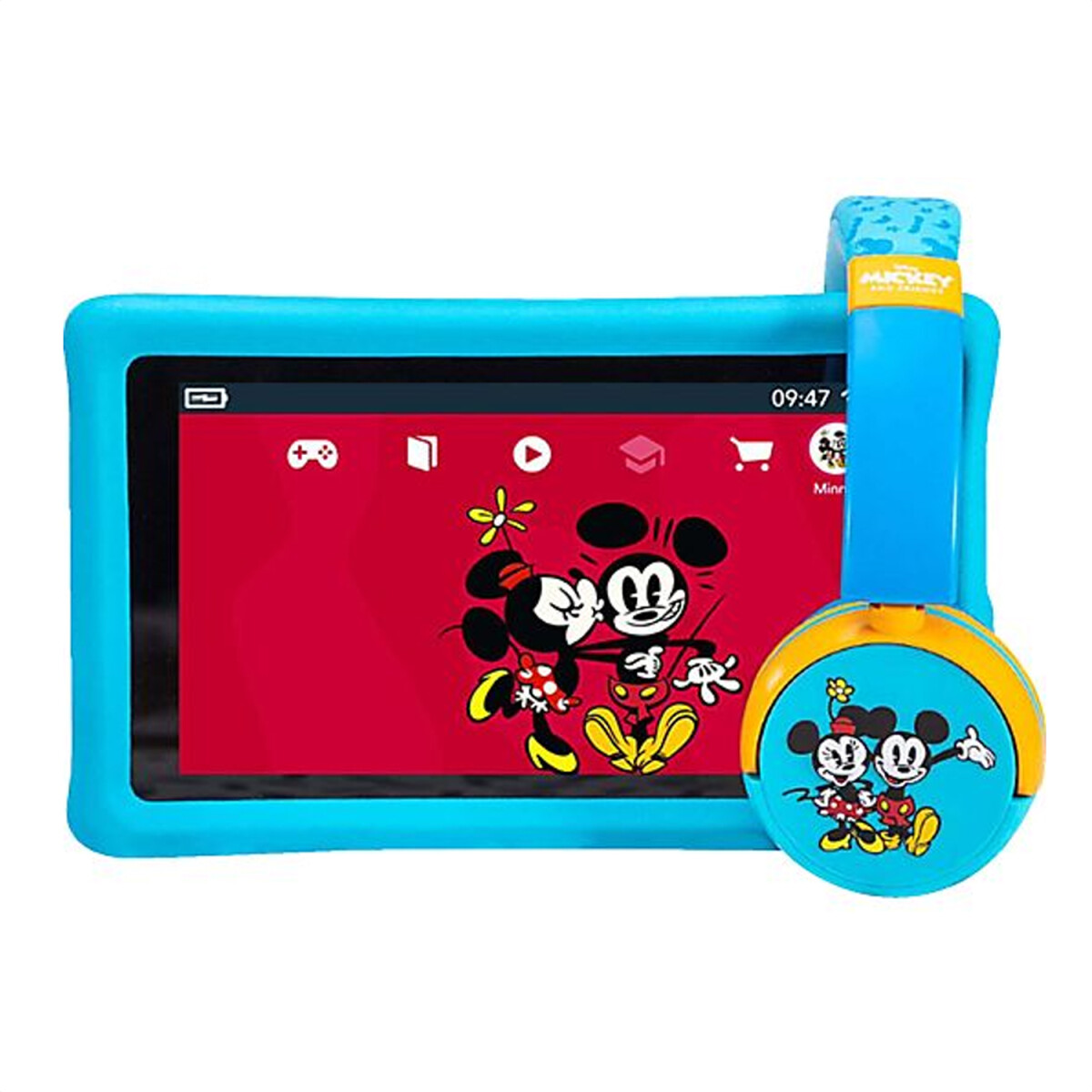 Tablet Infantil 7" Kids Mickey Frozen Cars Toy Story + Auricular - AZUL 