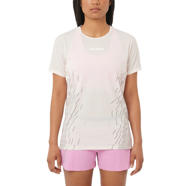 Salomon Remera manga corta Sense Aero SS tee GFX W para Mujer - Blanco Blanco