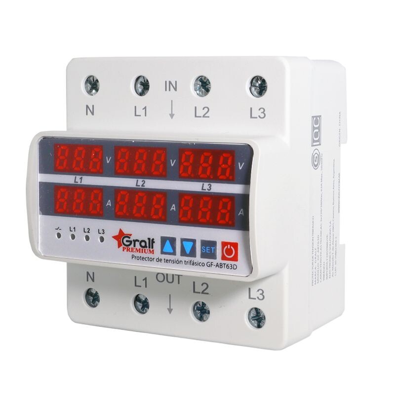 PROTECTOR TRIFASICO 63A C/ MED. TENSION Y CORRIENTE - GRALF PROTECTOR TRIFASICO 63A C/ MED. TENSION Y CORRIENTE - GRALF