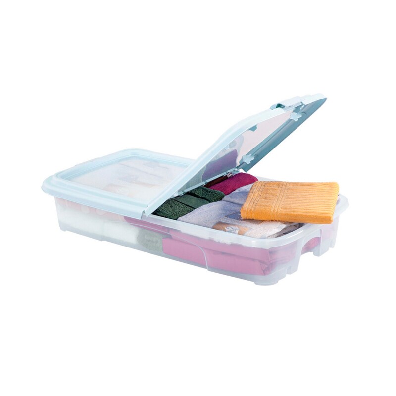 Caja organizadora plana bajo cama con tapa Rimax 28 Litros Blanco