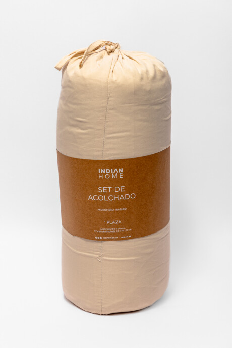Acolchado 1 Plaza Microfibra Washed Taupe / Mink / Vison