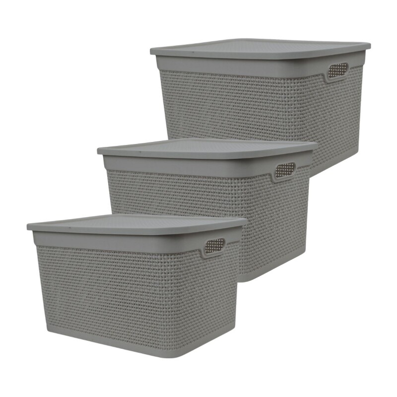 Set x3 Caja simil ratán 40 lts CAPPUCCINO