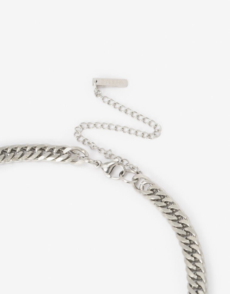 Collares Cortos Metal Collar Corto Bold De Acero - Plateado
