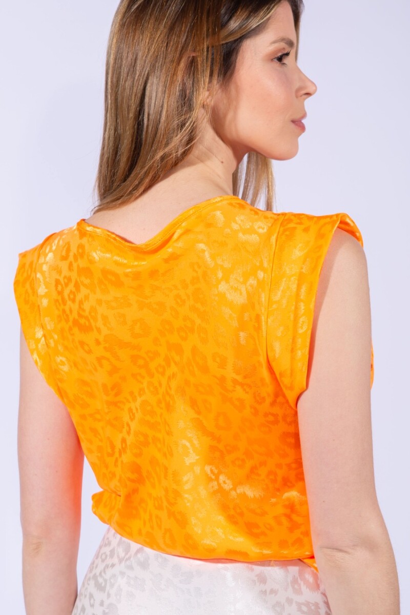 Blusa satén print Naranja