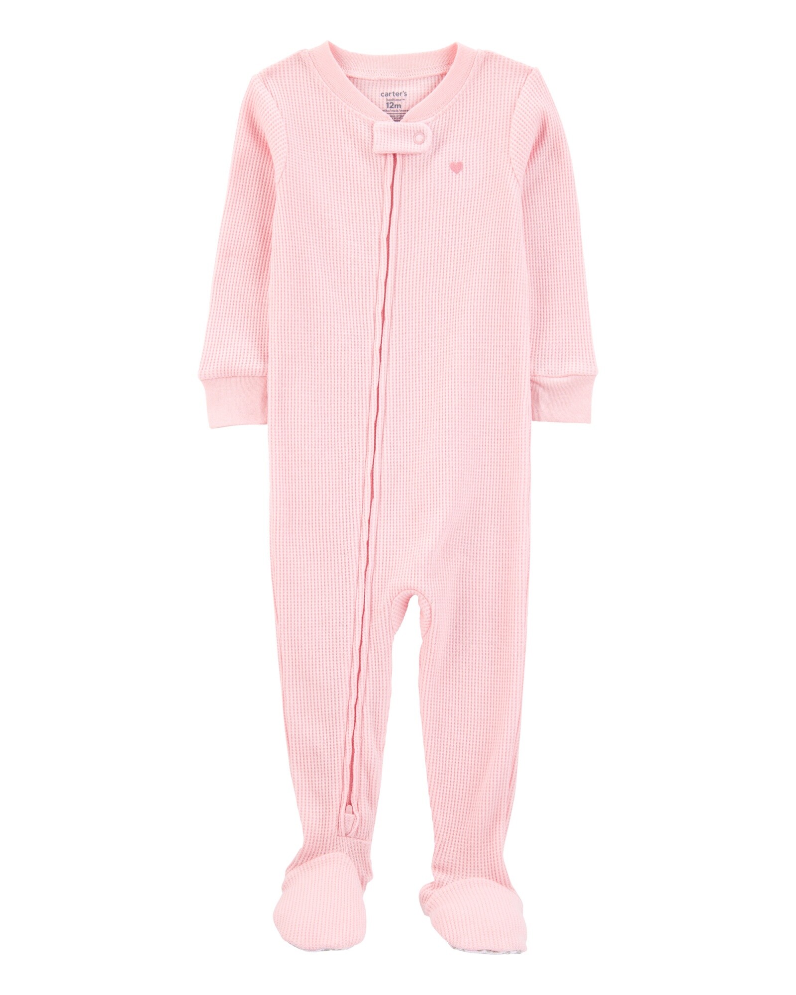 Pijama térmico una pieza de algodón, con pie, rosado Sin color