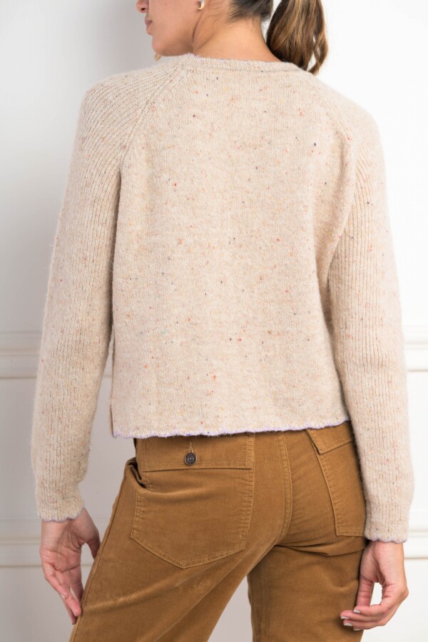 Sweater Bouttonne Beige Melange