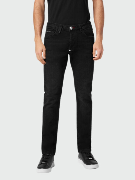 PHILIPP PLEIN - pantalones vaqueros corte recto básicos Negro