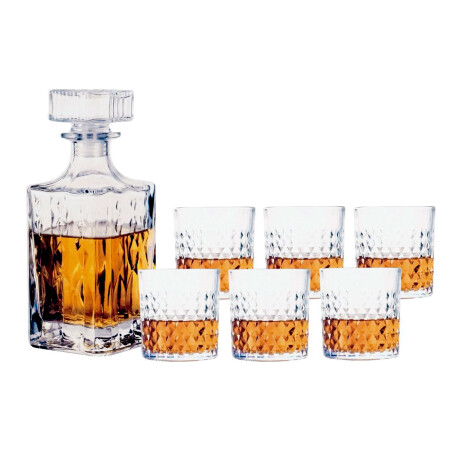 Set de botella de whisky + 6 vasos de vidrio Set de botella de whisky + 6 vasos de vidrio