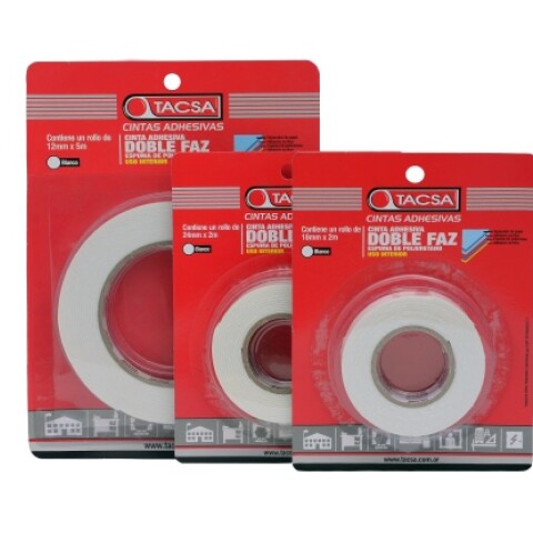 CINTA ADHESIVA DOBLE FAZ 18 MM X2 MT CINTA ADHESIVA DOBLE FAZ 18 MM X2 MT