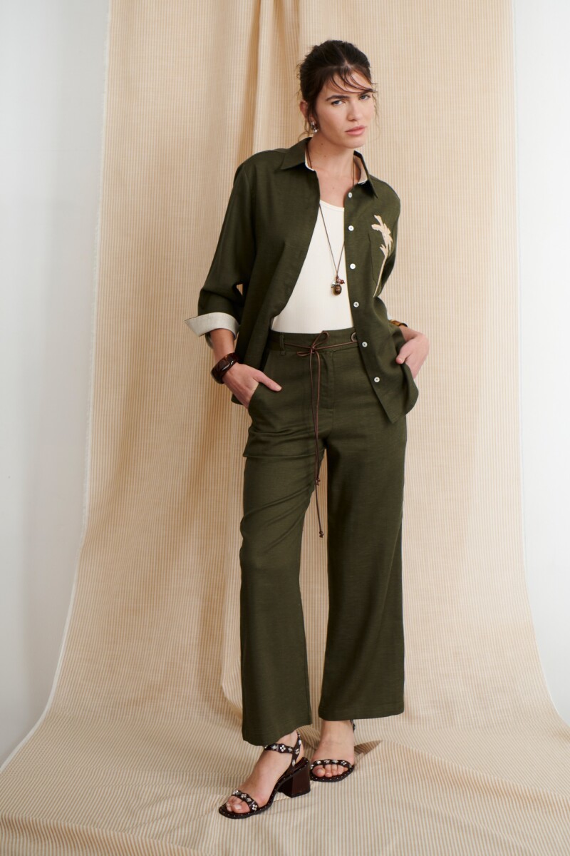 PANTALON LINO LYRIO OLIVA