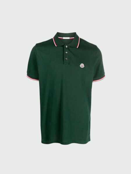Moncler -Remera polo de algodón manga corta Verde