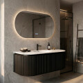 MUEBLE DE BAÑO PVC NEGRO CON ESPEJO LUZ LED MODELO LT6002-100 / MUEBLE + ESPEJO LED - 100 cm Mueble De Baño Pvc Negro Con Espejo Luz Led Modelo Lt6002-100 / Mueble + Espejo Led - 100 Cm