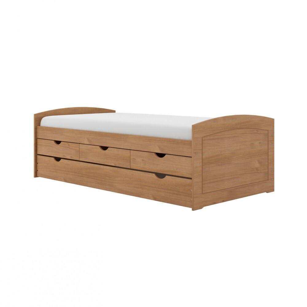 Cama Marinera 1 Plaza Madera Maciza Con Cajones - Ulli Marron
