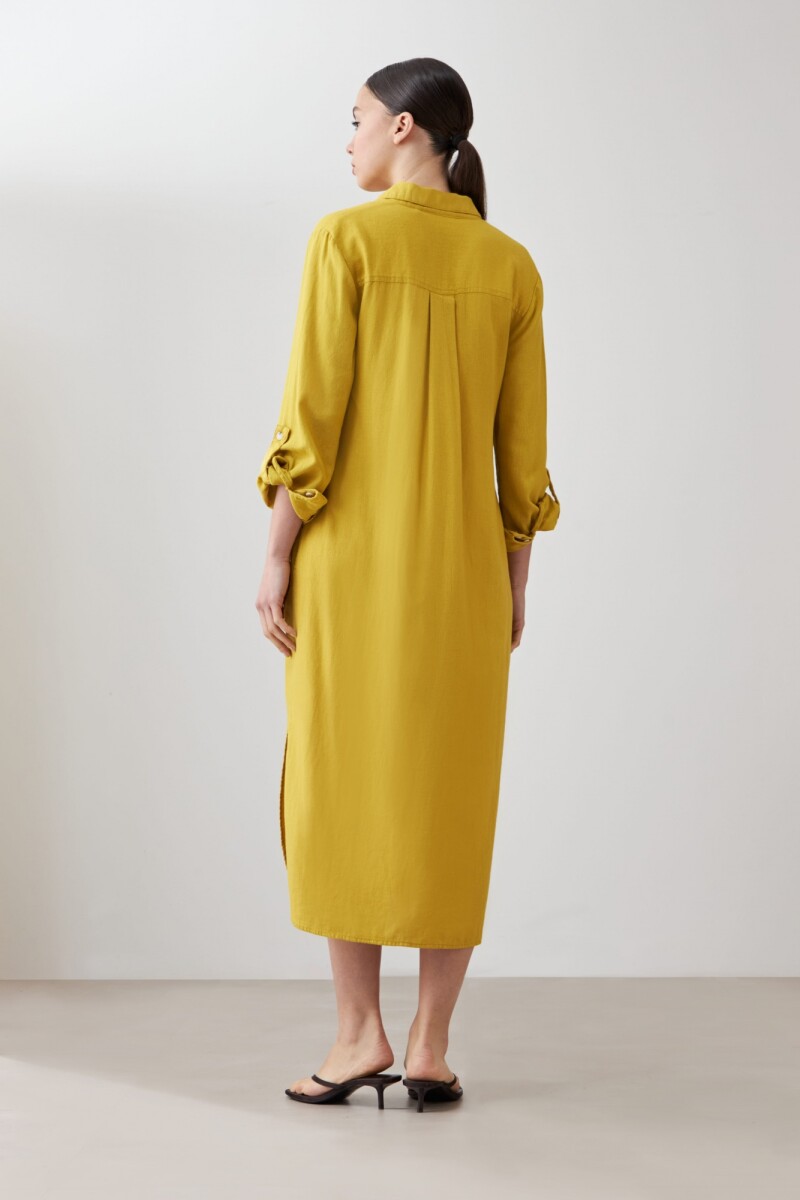 Vestido de lino camisero pistacho