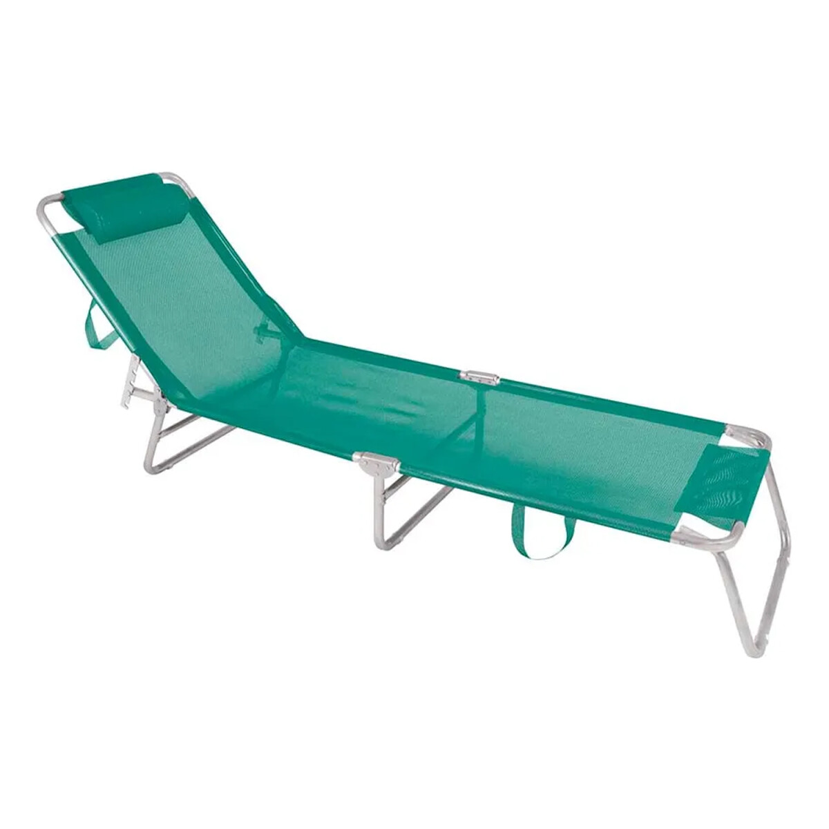 Reposera Aluminio 4 Posiciones Aluminio c/Asas Plegable Mor - Verde 