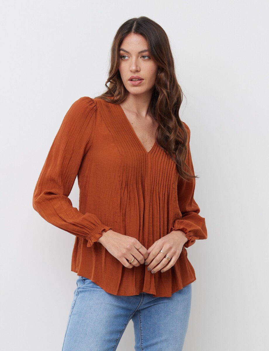 Blusa Plisada - Tostado 