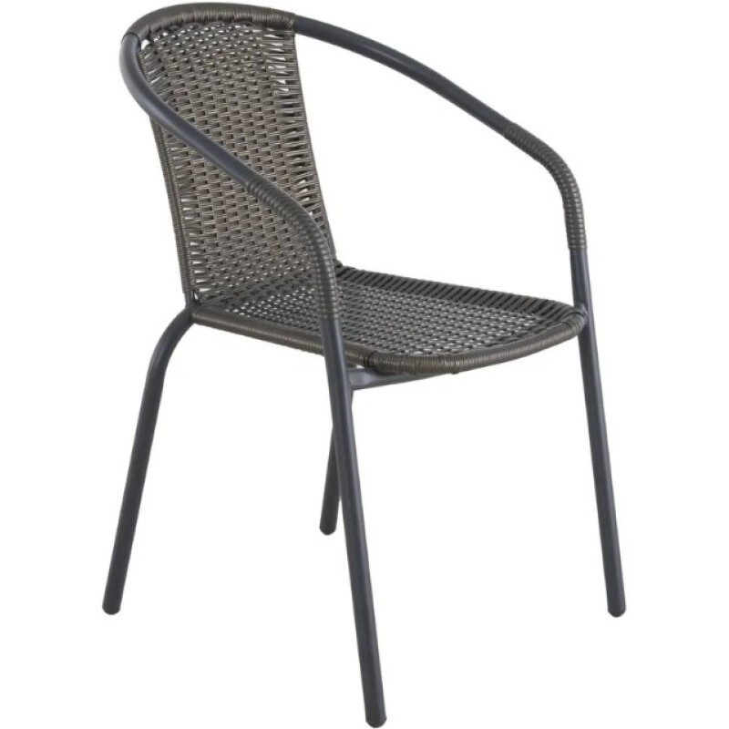 Silla de Exterior Apilable Simil Ratán Café con Apoyabrazos Silla de Exterior Apilable Simil Ratán Café con Apoyabrazos