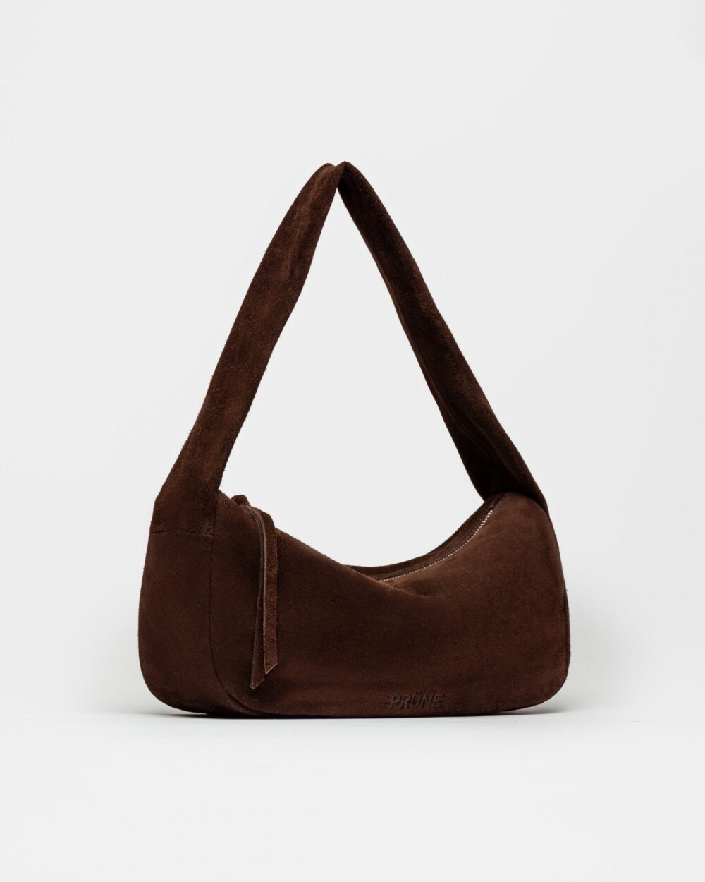 Cartera al hombro Nicky en cuero gamuza Chocolate