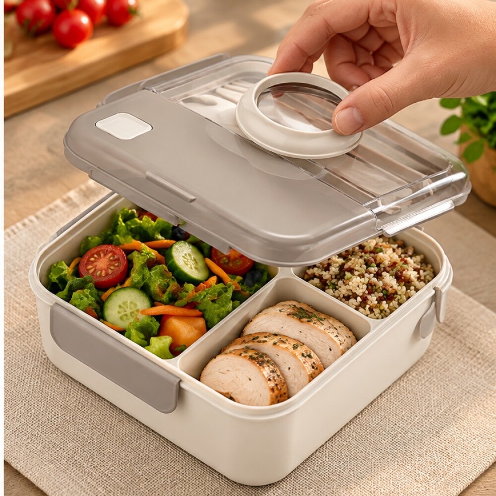 Vianda con divisiones y cubiertos BPA FREE Vianda con divisiones y cubiertos BPA FREE