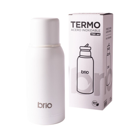 Termo Acero Inox 750 Ml brio Con Pico Cebador Blanco