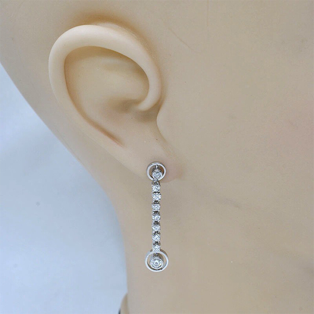 Caravanas En Oro 18K Blanco Y Brillantes Caravanas En Oro 18K Blanco Y Brillantes