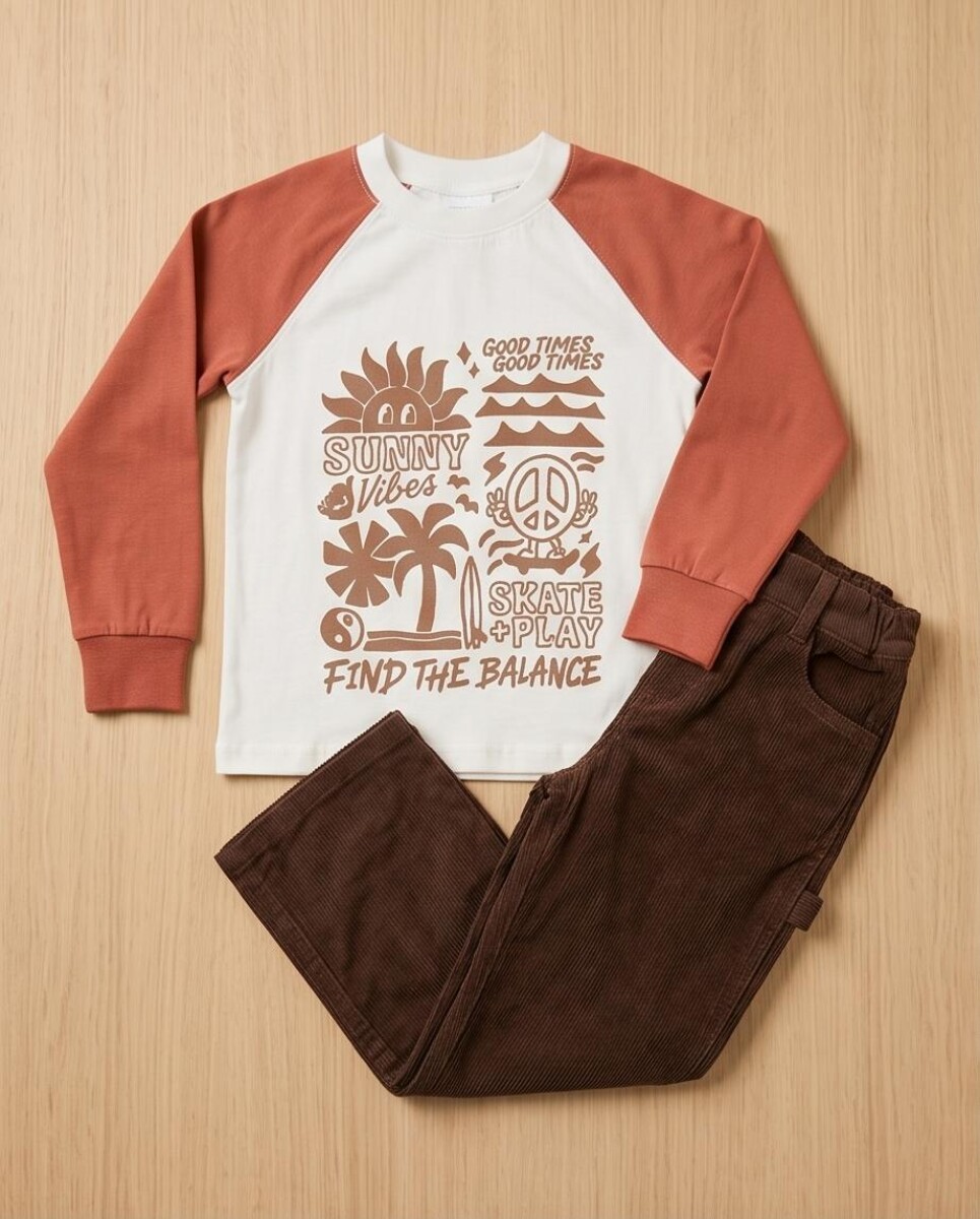 Remera Varón Manga Terracota 
