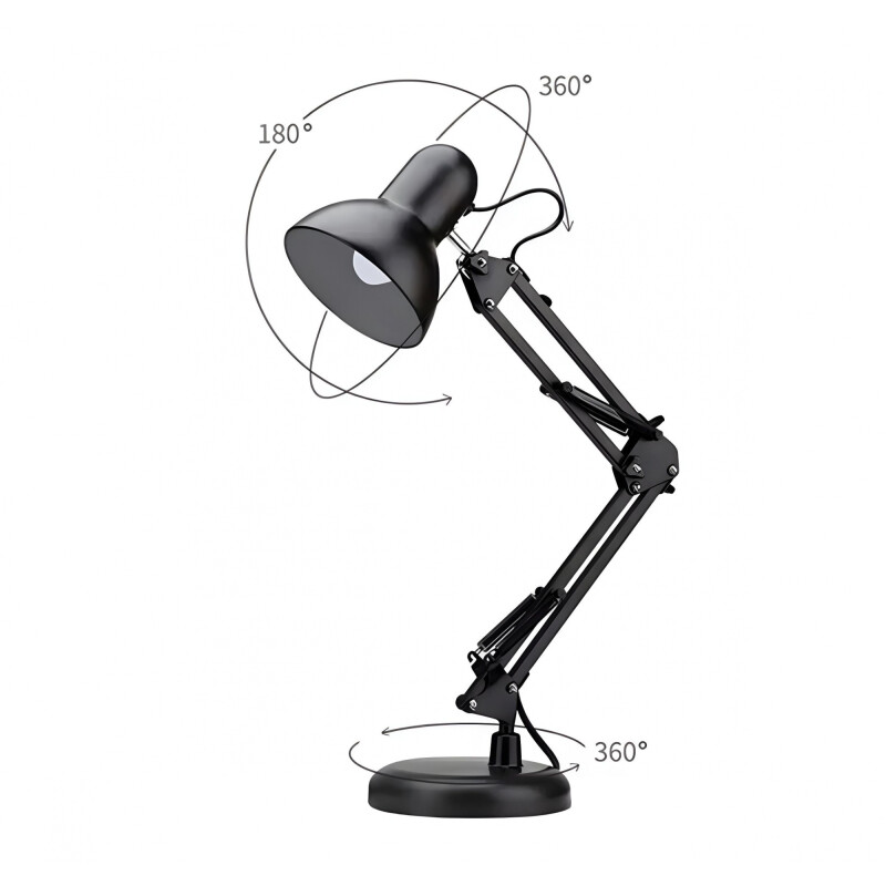 Lampara De Escritorio Portátil Metal Arquitecto Articulada Negro