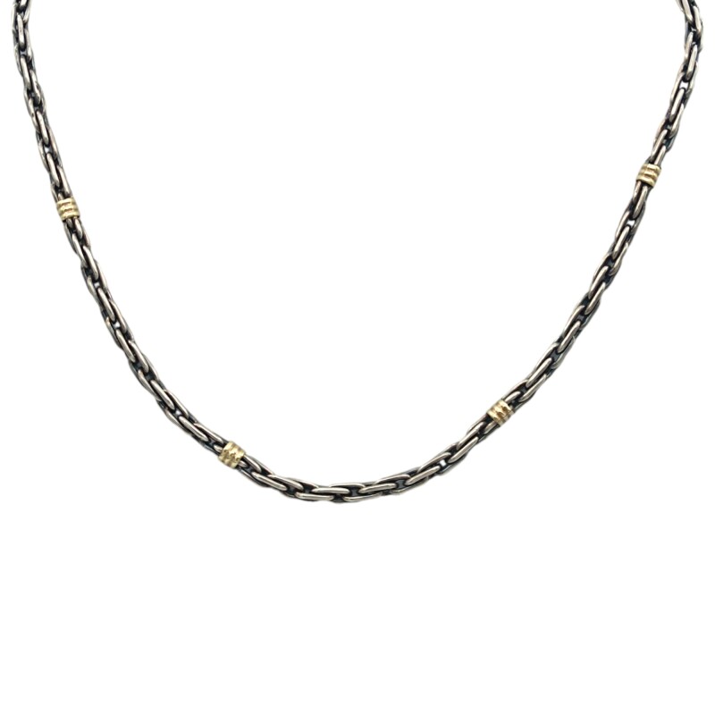 Cadena Eslabón Singapur - Plata y Oro - Sin piedra - CD5056 sinpiedra