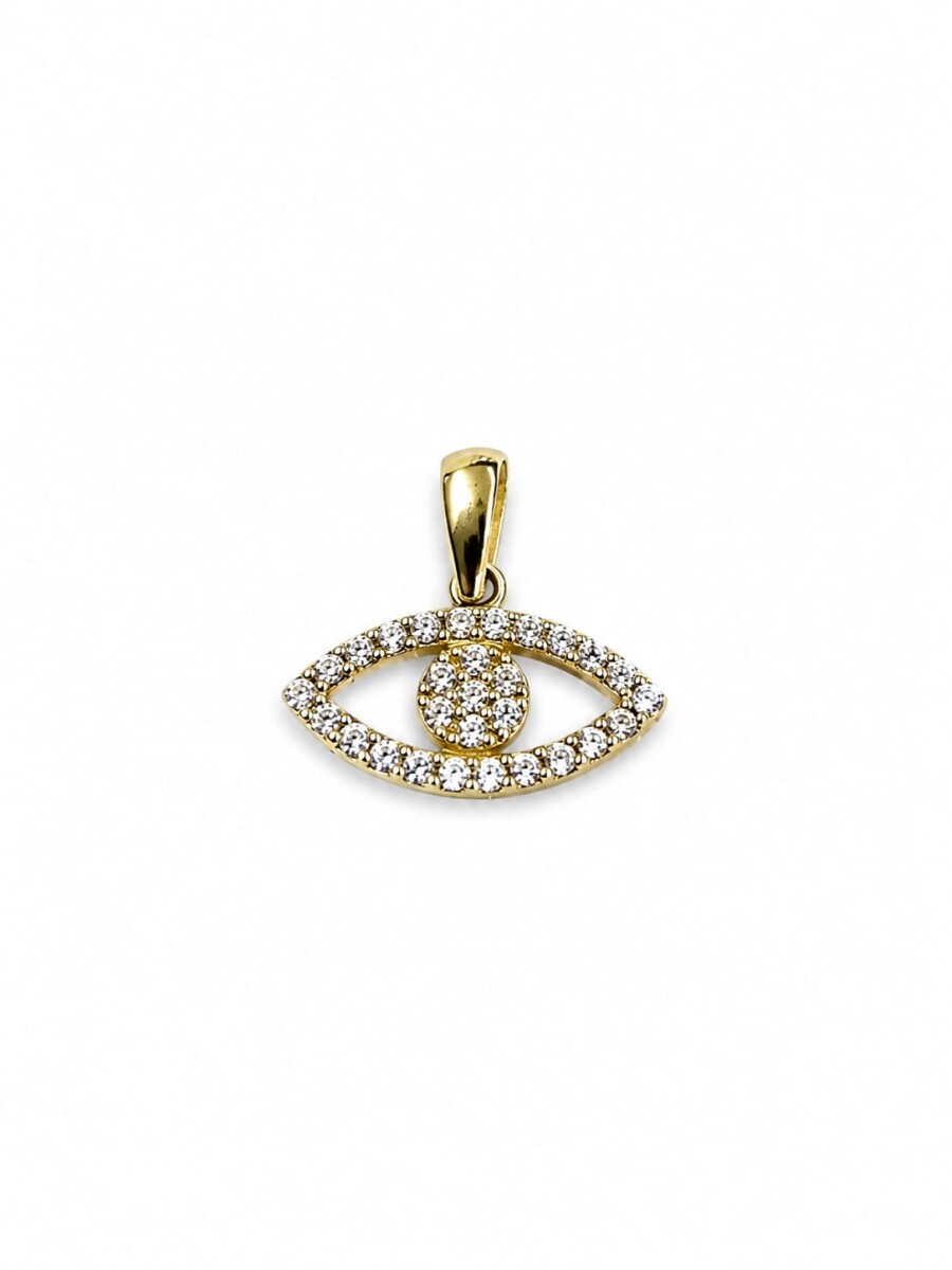 Colgante ojo Oro 10 Kt y zirconias 
