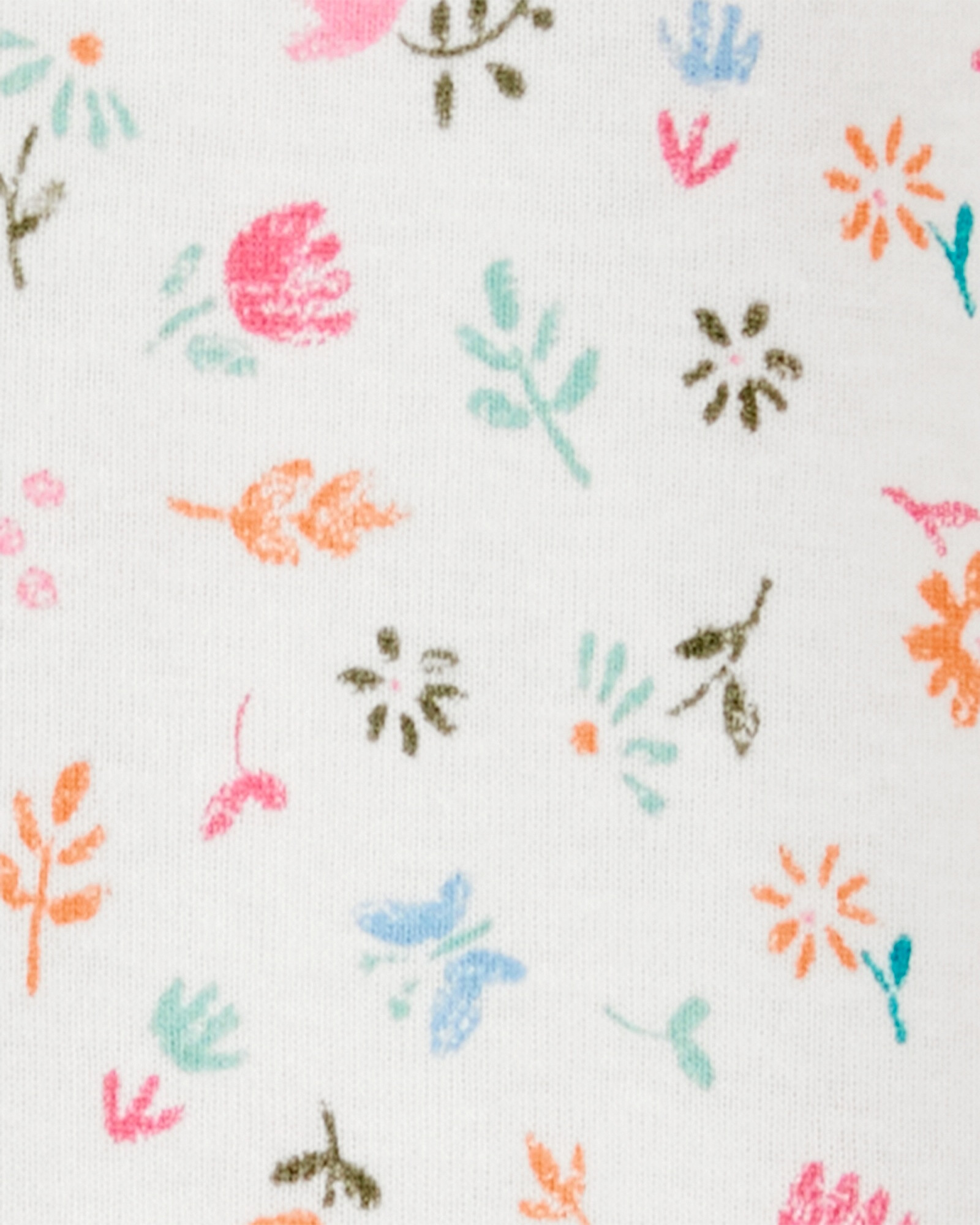 Pijama una pieza de algodón, blanco, diseño floral. Talles 12-24M Pijama una pieza de algodón, blanco, diseño floral. Talles 12-24M