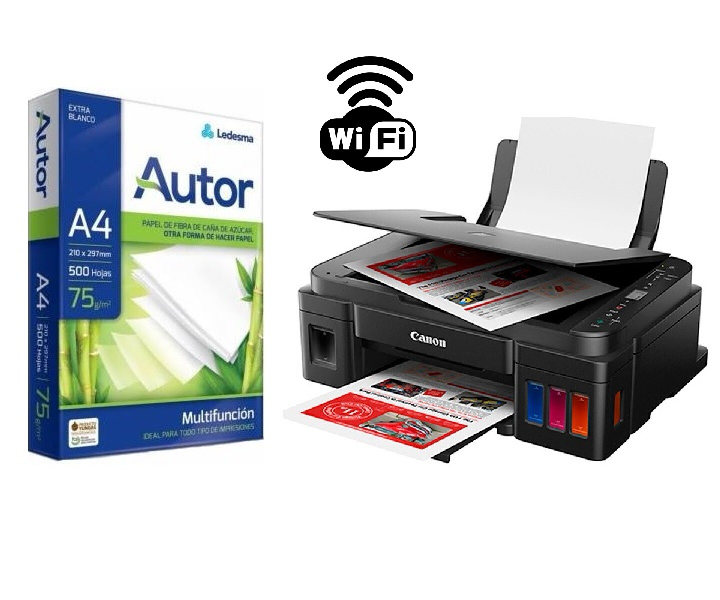 Impresora Multifuncion + Resma de 500 Hojas 