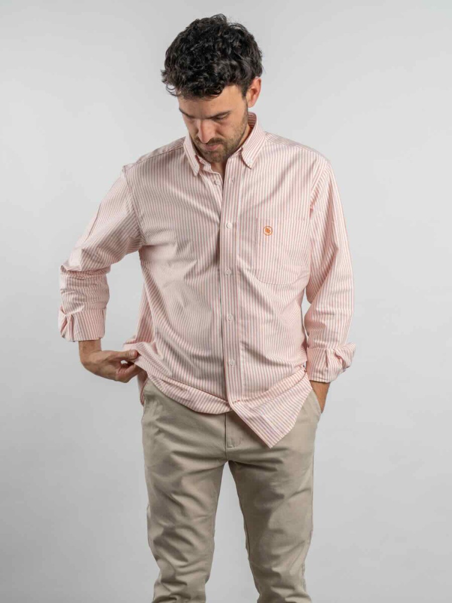 Camisa Oxford Rayada Brixton - Roja 