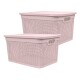 Set x2 Caja simil ratán 25 lts ROSADO