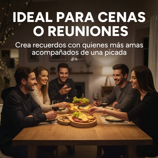 Set Picada 2 Tablas de Madera C/ 4 Accesorios para Quesos Diseño Madera