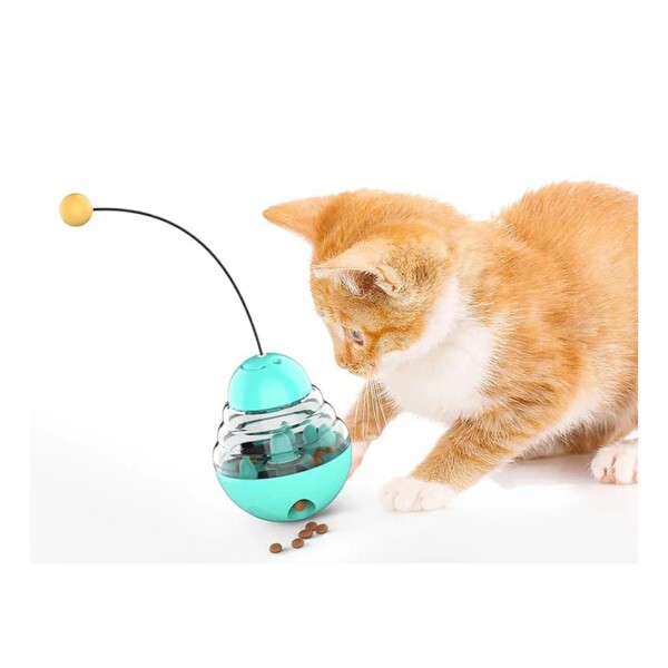 Juguete Gato Dispensador Comida Interactivo Mascota Alimento Color Variante Turquesa