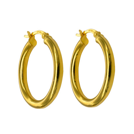 Par de aros de plata 925 con baño de oro amarillo. Par de aros de plata 925 con baño de oro amarillo.