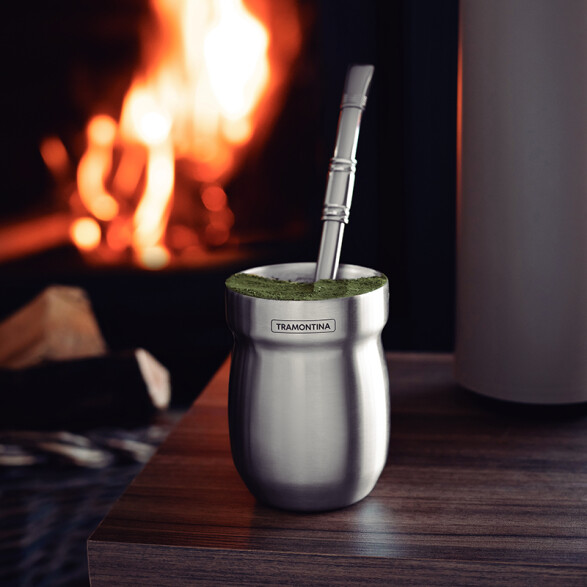 Mate plateado en acero inoxidable 240ml -TRAMONTINA TF1489