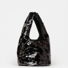 Cartera al hombro Poolside en paillette metalizado Negro