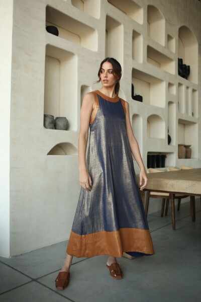 VESTIDO ACAI LONG LUREX Azul