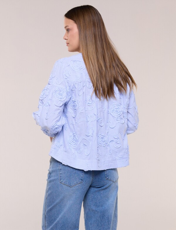 Blusa De Algodón Con Aplicaciones Florales CELESTE