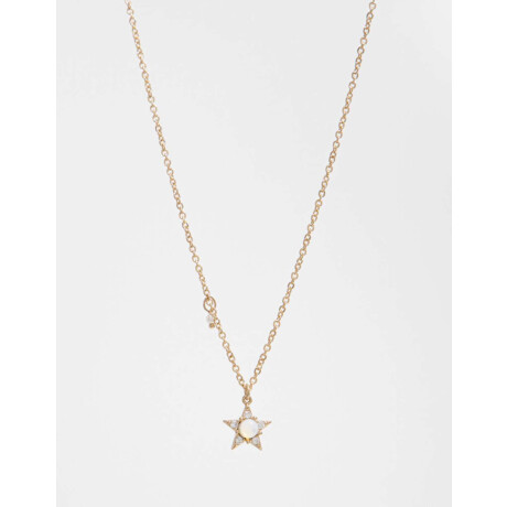 Collar Con Dije De Estrella Con Cubic Zirconia Dorado