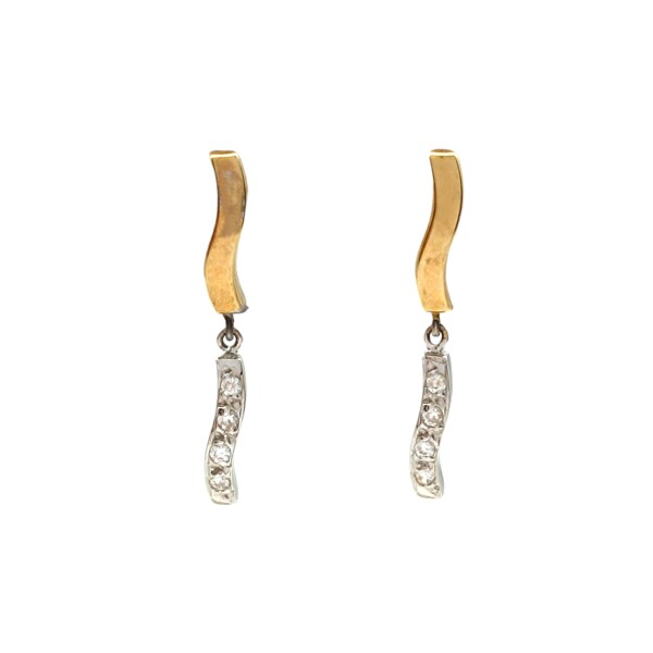 Caravanas oro bicolor - Oro bajo - Zirconia blanca- CA8010 conpiedra