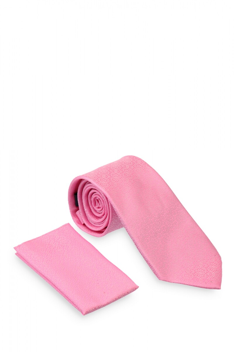 Corbata con pañuelo 8 cm - ROSADO 