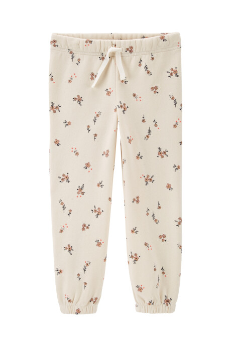 Pantalón de algodón con felpa ligero diseño flores Sin color