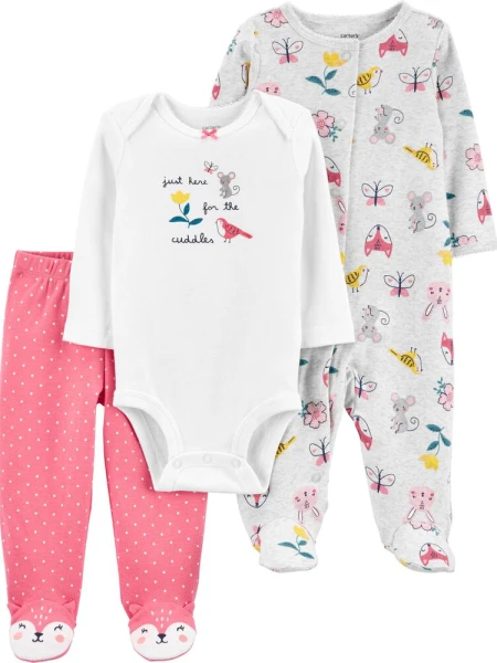 CONJUNTO CARTER'S 3 PIEZAZ C/PIJAMERO ROSA GRI