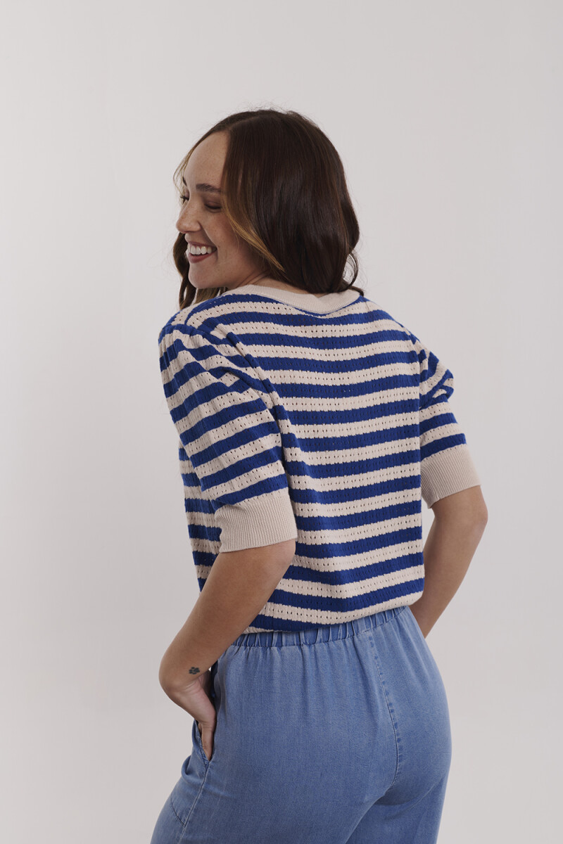 TOP TEJIDO OFELIA FRANJAS AZUL