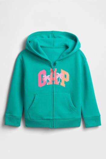 Buzo Canguro Con Cierre Logo Gap Toddler Niña Green Mirage